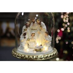 Fehér-arany színű Betlehem, kupolában - 60 cm