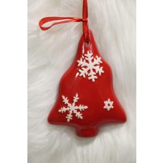  Piros függő karácsonyfa hópelyhekkel - 11 cm 