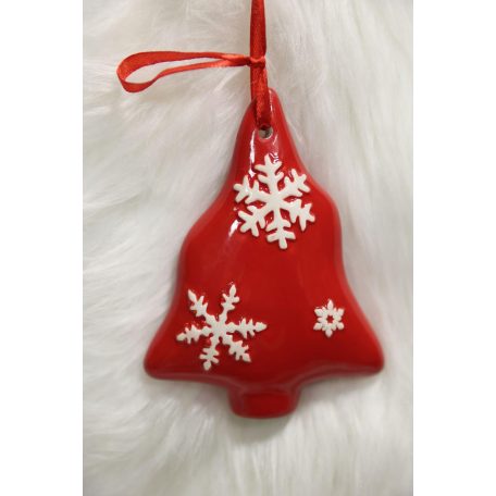 Piros függő karácsonyfa hópelyhekkel - 11 cm 
