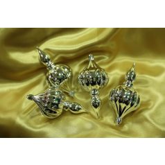 Ezüst függő karácsonyi díszek - 11 cm - 4 db/csomag