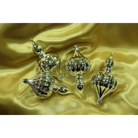 Ezüst függő karácsonyi díszek - 11 cm - 4 db/csomag