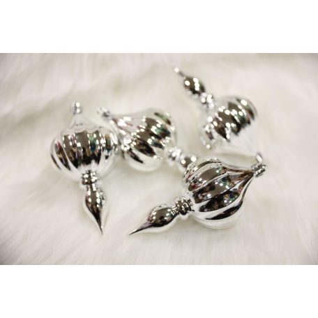 Ezüst függő karácsonyi díszek - 11 cm - 4 db/csomag