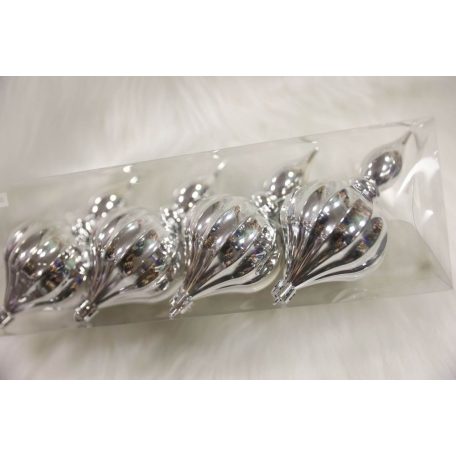 Ezüst függő karácsonyi díszek - 11 cm - 4 db/csomag