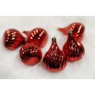  Piros függő karácsonyi díszek - 8 cm - 6 db/csomag