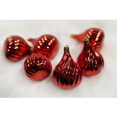  Piros függő karácsonyi díszek - 8 cm - 6 db/csomag