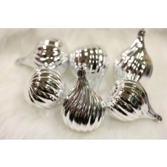 Ezüst függő karácsonyi díszek - 8 cm - 6 db/csomag