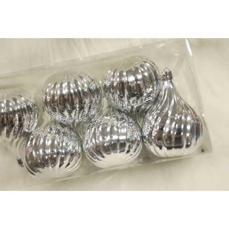 Ezüst függő karácsonyi díszek - 8 cm - 6 db/csomag