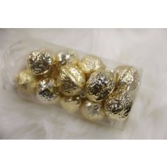 Arany függő karácsonyi díszek dió - 3 cm - 16 db/csomag