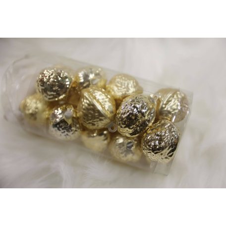 Arany függő karácsonyi díszek dió - 3 cm - 16 db/csomag