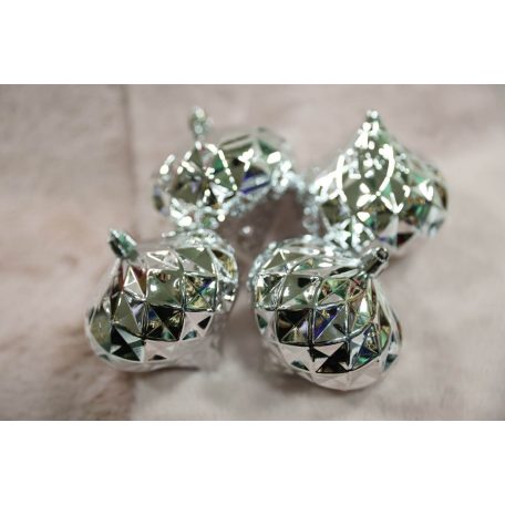 Ezüst függő karácsonyi díszek - 8 cm - 4 db/csomag