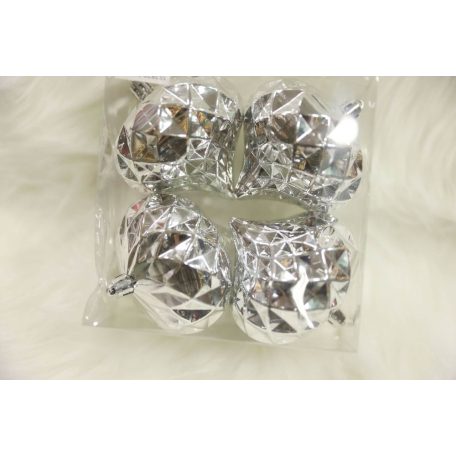 Ezüst függő karácsonyi díszek - 8 cm - 4 db/csomag