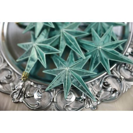 Jégkék karácsonyfadíszek - Csillag - 5 cm - 6 db/csomag