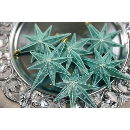 Jégkék karácsonyfadíszek - Csillag - 5 cm - 6 db/csomag