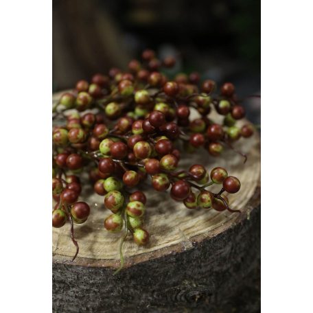 Zöldes-piros bogyók, ágon - 20 cm - 12 db 