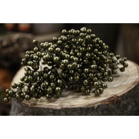 Zöld mű bogyók, ágon - 20 cm - 12 db/csomag 