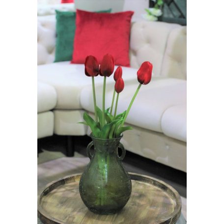 Piros mű tulipán csokor - 46 cm