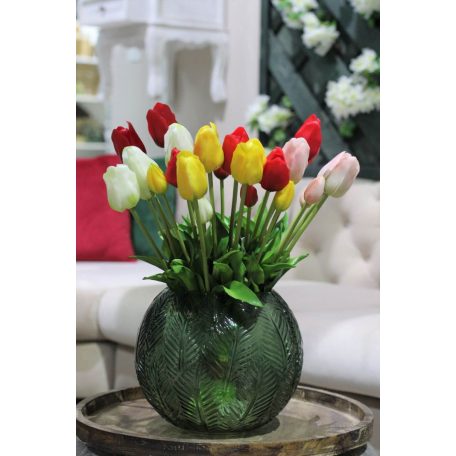 Piros mű tulipán csokor - 46 cm