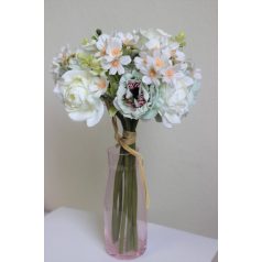 Kékes-fehér mű csokor rózsával -31 cm