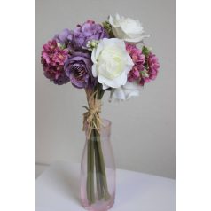 Krémes-rózsaszín mű csokor rózsával - 31 cm