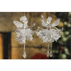   Átlátszó felfüggeszthető dísz balerinák - 15 cm - 2 db-os szett