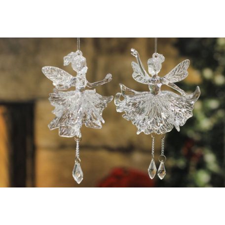 Átlátszó felfüggeszthető dísz balerinák - 15 cm - 2 db-os szett