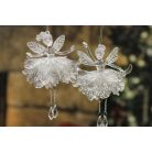 Jeges-fehér karácsonyi díszek balerina - 15 cm - 2 db-os készlet 