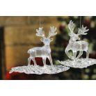 Jeges-fehér szarvas karácsonyfadíszek - 18 cm - 2 db-os készlet  