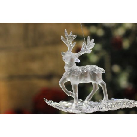 Jeges-fehér szarvas karácsonyfadíszek - 18 cm - 2 db-os készlet  