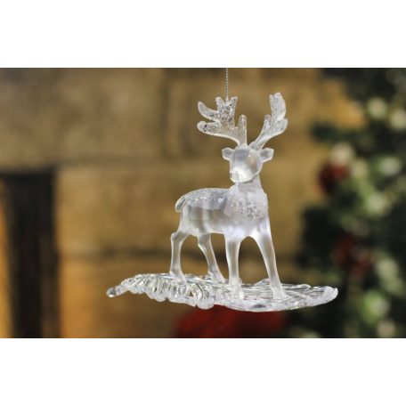 Jeges-fehér szarvas karácsonyfadíszek - 18 cm - 2 db-os készlet  