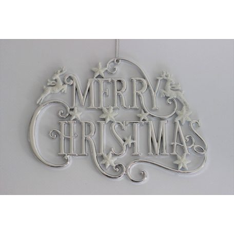 Ezüst karácsonyi felirat Merry Christmas - 18 cm
