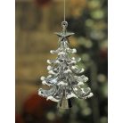 Ezüst felfüggeszthető dísz karácsonyfa - 12 cm