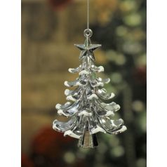 Ezüst felfüggeszthető dísz karácsonyfa - 12 cm
