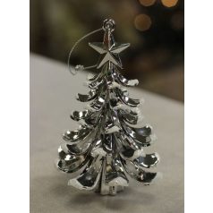 Ezüst felfüggeszthető dísz karácsonyfa - 12 cm