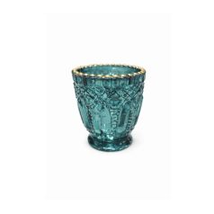   Türkiz színű üveg gyertyatartó tealámpához - 7 cm, 10 cm    