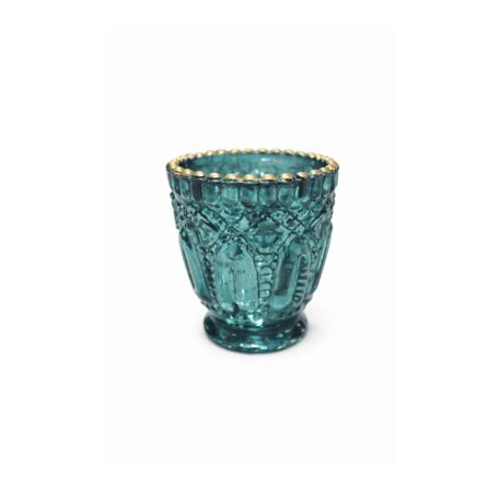 Türkiz színű üveg gyertyatartó tealámpához - 7 cm, 10 cm    