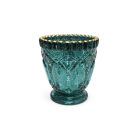 Türkiz színű üveg gyertyatartó tealámpához - 7 cm, 10 cm    