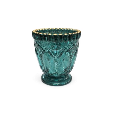 Türkiz színű üveg gyertyatartó tealámpához - 7 cm, 10 cm    