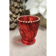  Piros üveg gyertyatartó tealámpához - 10 cm 