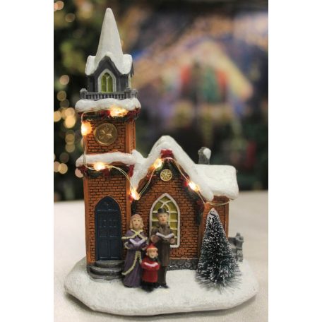 Karácsonyi világító dekoráció templom - 12 cm