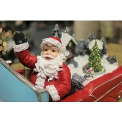 Piros világító karácsonyi autó Mikulással - 36 cm  