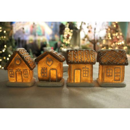 Világító mézeskalács falu házikókkal - 8 db -os szett