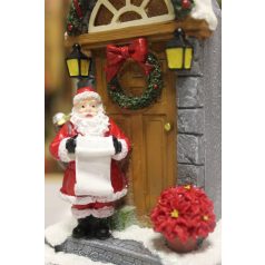Karácsonyi világító Mikulás az ajtó előtt - 13 cm