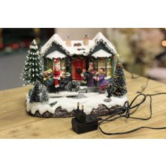 Klasik világító mozgó karácsonyi tájkép - 25 cm