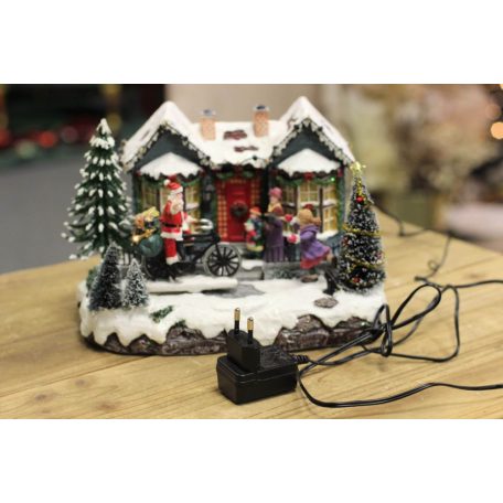 Klasik világító mozgó karácsonyi tájkép - 25 cm