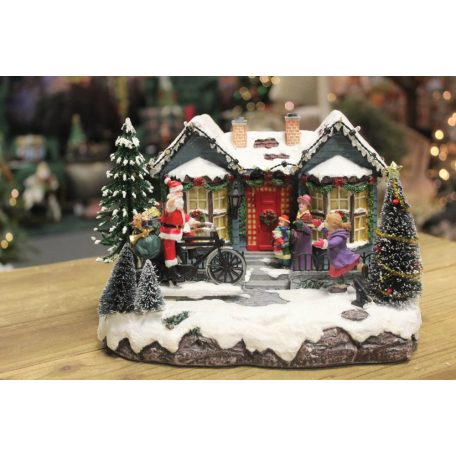 Klasik világító mozgó karácsonyi tájkép - 25 cm