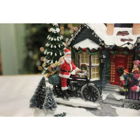 Klasik világító mozgó karácsonyi tájkép - 25 cm