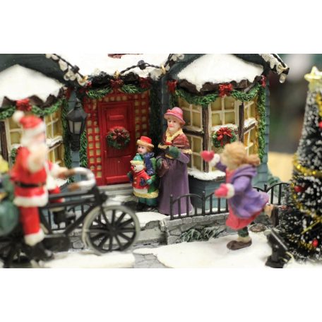 Klasik világító mozgó karácsonyi tájkép - 25 cm