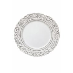 Fehér és ezüst dekor tálca - 35 cm   