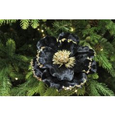 Fekete bársony magnólia csipeszen - 14 cm 