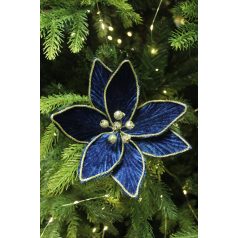 Kék bársony mikulásvirág csipeszen - 18 cm 